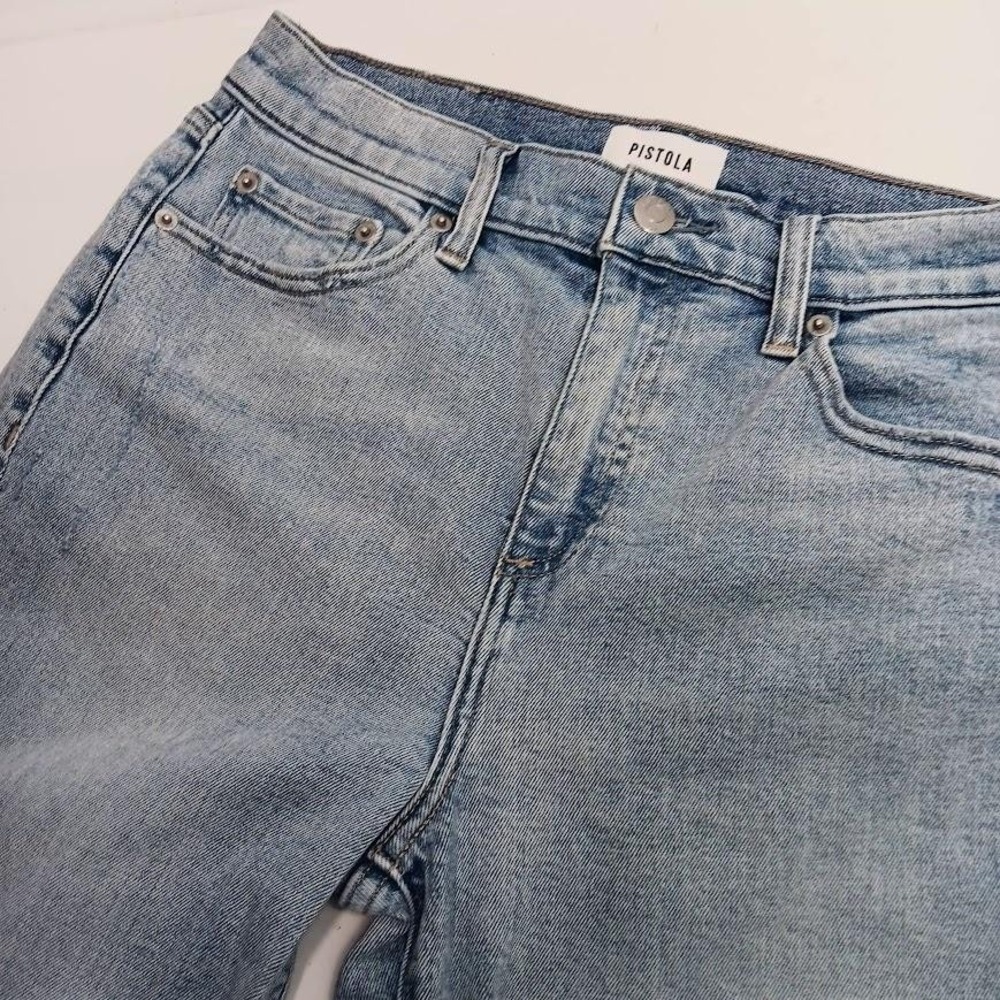 Pistola Jeans Womens 28 Distressed Straight Leg High Rise Raw Hem Denim Pants - Picture 3 of 10